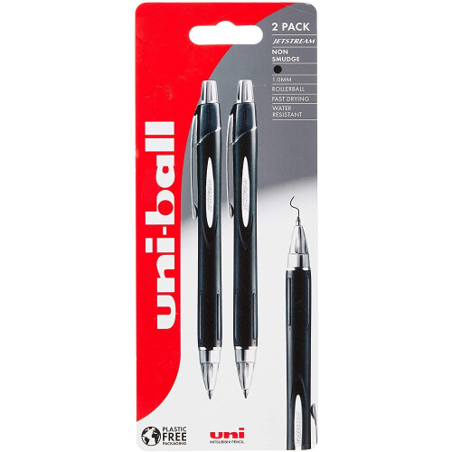 Uni-Ball Uni-Ball Jetstream, RT SXN-210, Black, Plastic Free Packaging, Pack of 2 2