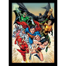 DC Comics FP10895P-PL "Justice League Heroic" Framed Print, 30 x 40 cm