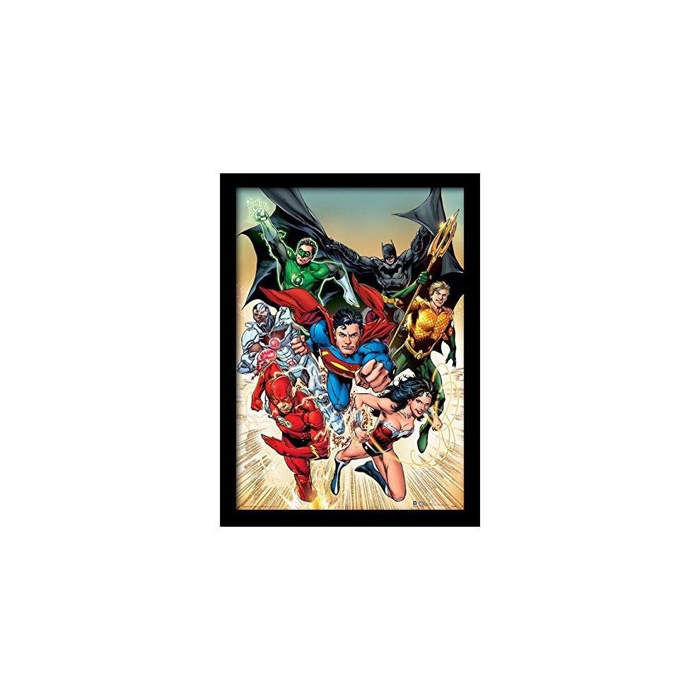 Dc Comics Fp10895p-Pl "Justice League Heroic" Framed Print, 30 X 40 Cm
