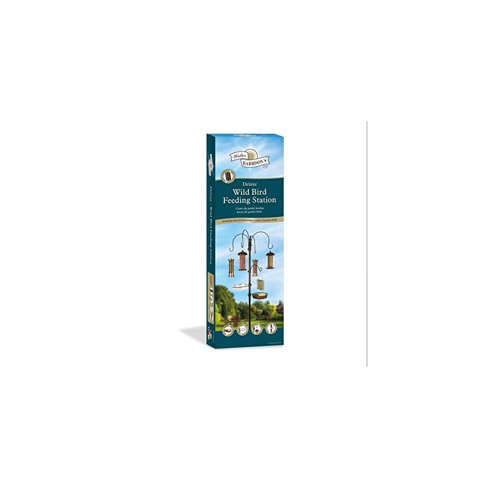 Walter Harrison's Deluxe Wild Bird Feeder Pole Station Food and Water With Six Feeding Areas