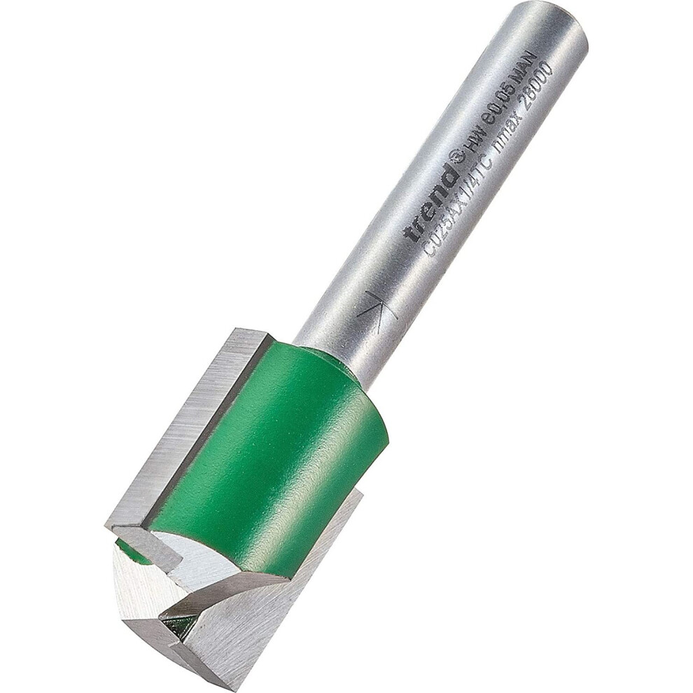 Trend C025AX1/4TC 1/4" Shank Straight Router Cutter Bit-Diameter 16mm Cutting Length 19mm Tungsten Carbide Tipped, Dia X
