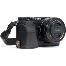 MegaGear Ever Ready Leather Camera Half Case compatible with Sony Alpha A6300, A6000