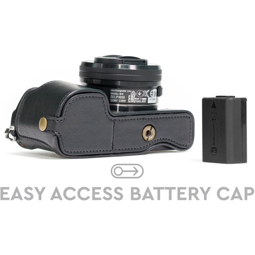 MegaGear MegaGear Ever Ready Leather Camera Half Case compatible with Sony Alpha A6300, A6000 1