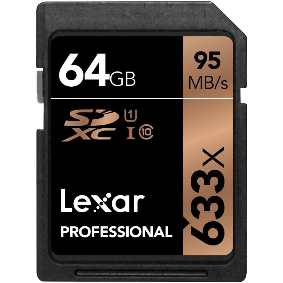 Lexar LSD64GCB1EU633 64 GB Professional Class 10 UHS-I 633x Speed SDHC Flash Memory Card black