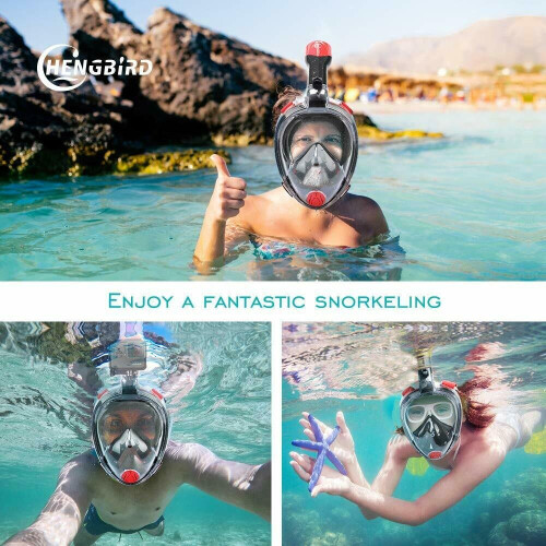 Snorkel Mask, Full face Snorkelling Mask with Glasses Support 2