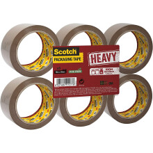 Scotch Heavy Duty Packaging Tape, 66m x 50mm, Brown, 6 Rolls, Suitable for Rough Handling and Shipping
