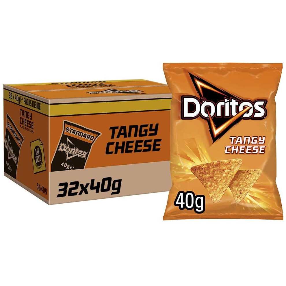 Doritos Tangy Cheese Vegetarian Tortilla Chips, Perfect for Snacking 40g (Case of 32)