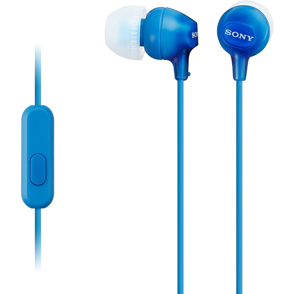 Sony Mdr-Ex15ap Earphones With Smartphone Mic And Control - Blue