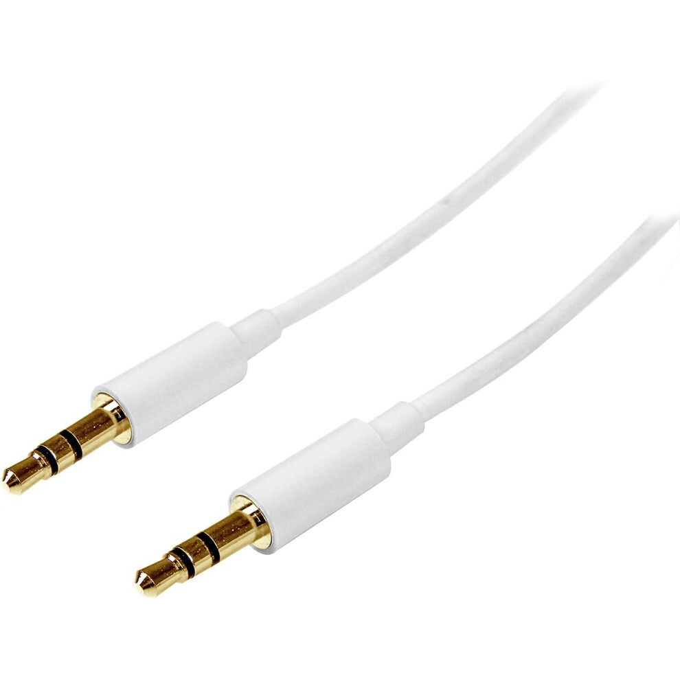 StarTech.com 3m White Slim 3.5mm Stereo Audio Cable - 3.5mm Audio Aux Stereo - Male to Male Headphone Cable - 2x 3.5mm Mini Jack (M) White (MU3MMMSWH)