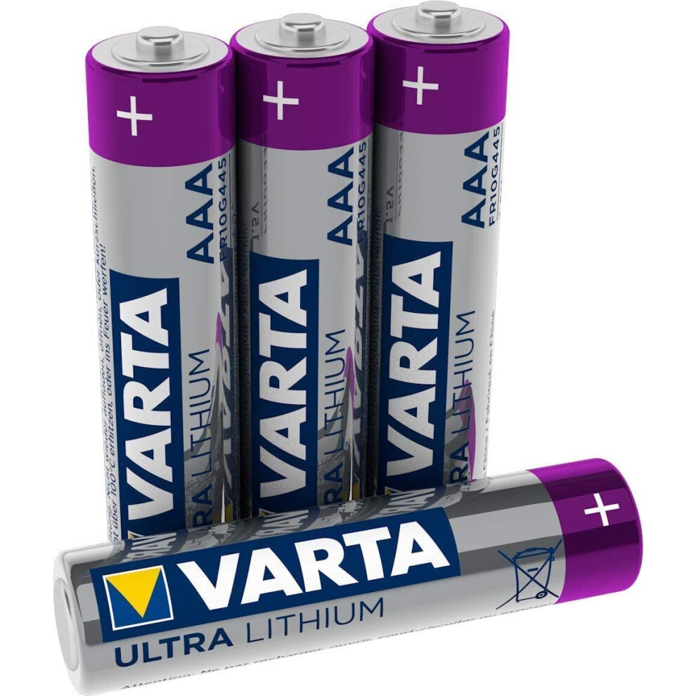VARTA Lithium AAA Micro LR03 Batteries (4-pack) - ideal for digital cameras, toys, GPS devices, sporting and outdoor applications