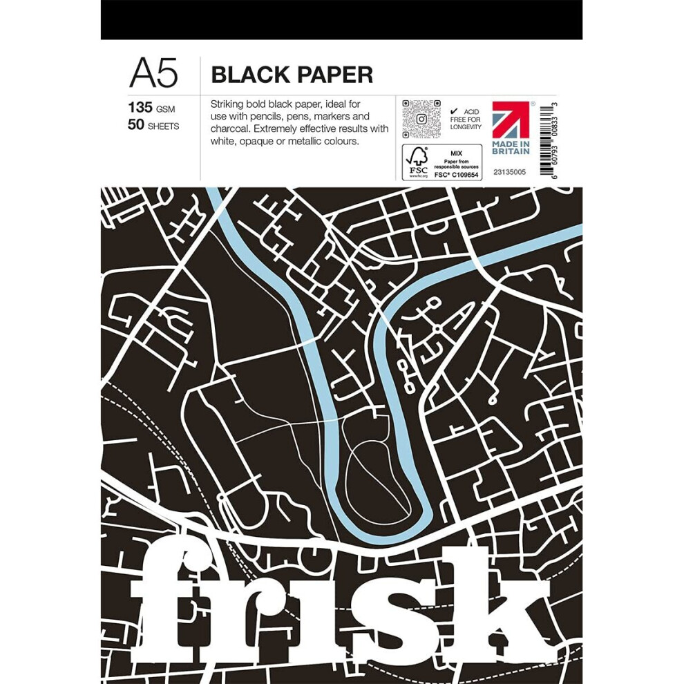 Frisk A5 Black Drawing Sketching Paper Pad