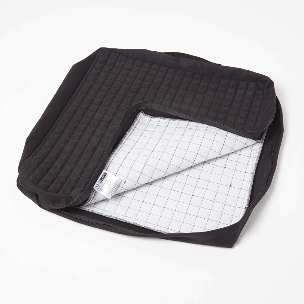 Homescapes (Black) Quilted Polyester Armchair Booster Cushion Cover Black