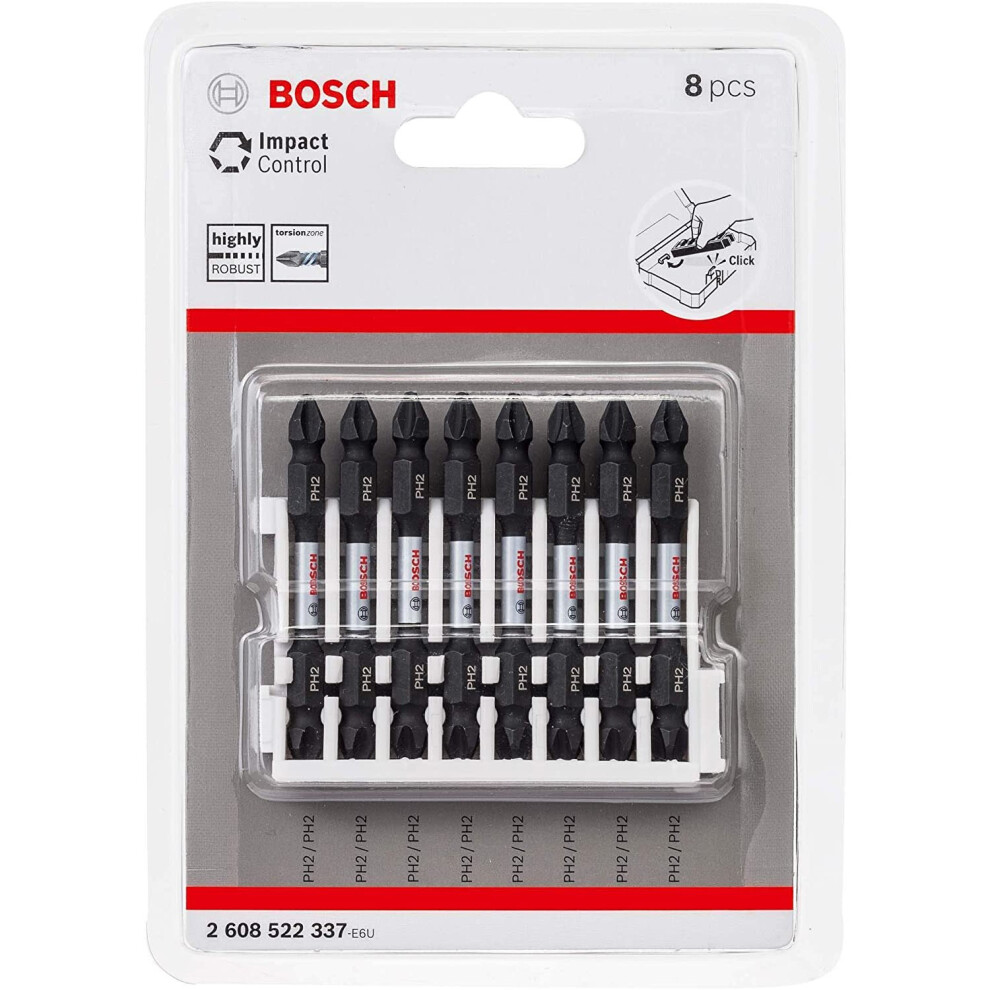 Bosch Professional 2608522337 8Tlg. Doppelschrauber Lã¤Nge: 65Mm, Piece Double Screwdriver Set Phillips (Impact Control, 8 X Ph2-Ph2 Bits, Length: 65 3165140851275