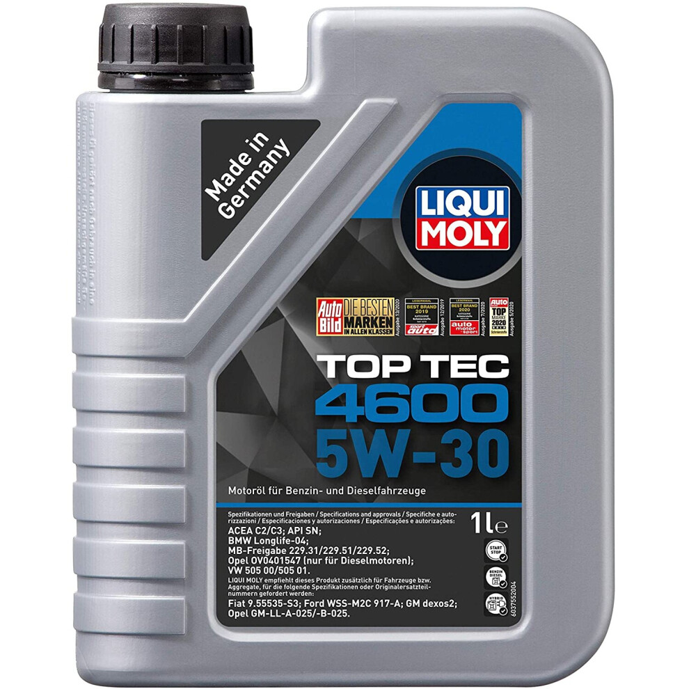 Liqui Moly 2315 - Engine Oil, Top Tec, 4600, 5W-30, Booklet, 1 Litre 4100420023156
