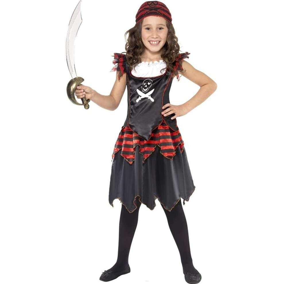 Smiffy's Pirate Skull & Crossbones Girl Costume, L - Age 10-12 Years