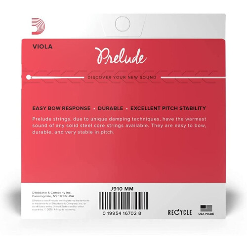 D'Addario J910 MM Prelude Medium Scale Medium Tension Viola String Set, 12.07 cm*12.07 cm*0.83 cm 2