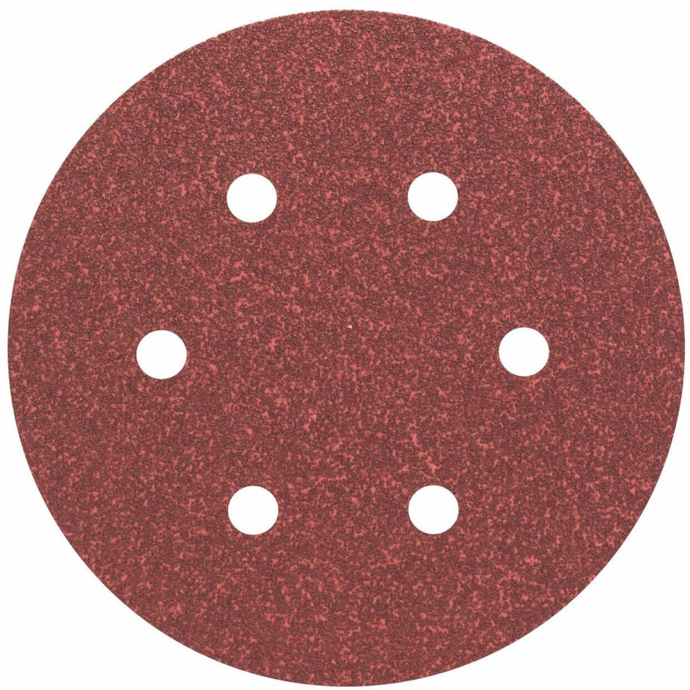 Bosch 2608605717 Sanding Discs for Wood, Velcro Type, 6 Hole, 150mm, P60 Grit, Brown, Pack of 5