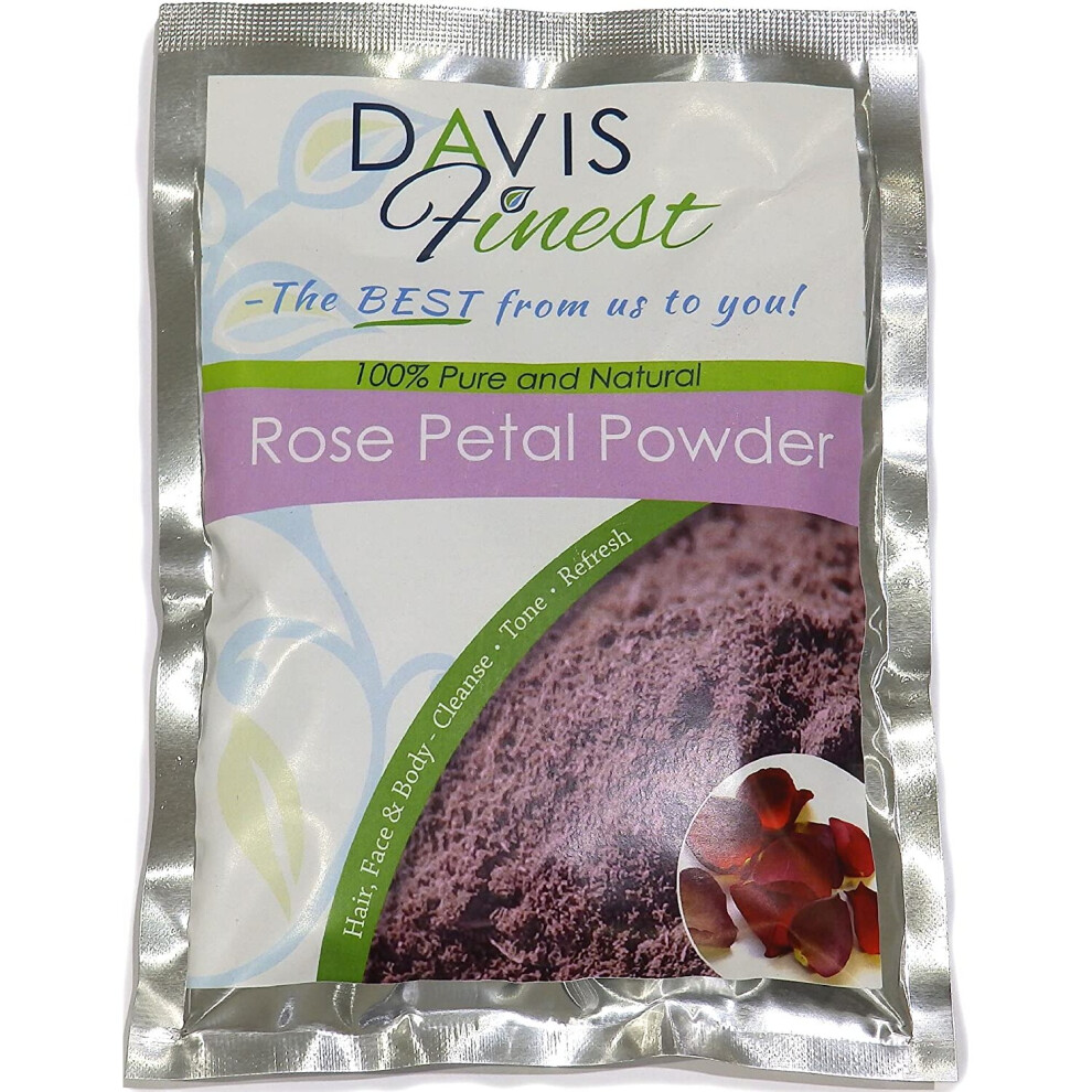 Davis Finest Rose Petal Powder For Face Hair Skin Brightening Hydrating Moisturizing Even Tone Complexion Rescue, Pore Minimizer Oil Control Face Mask