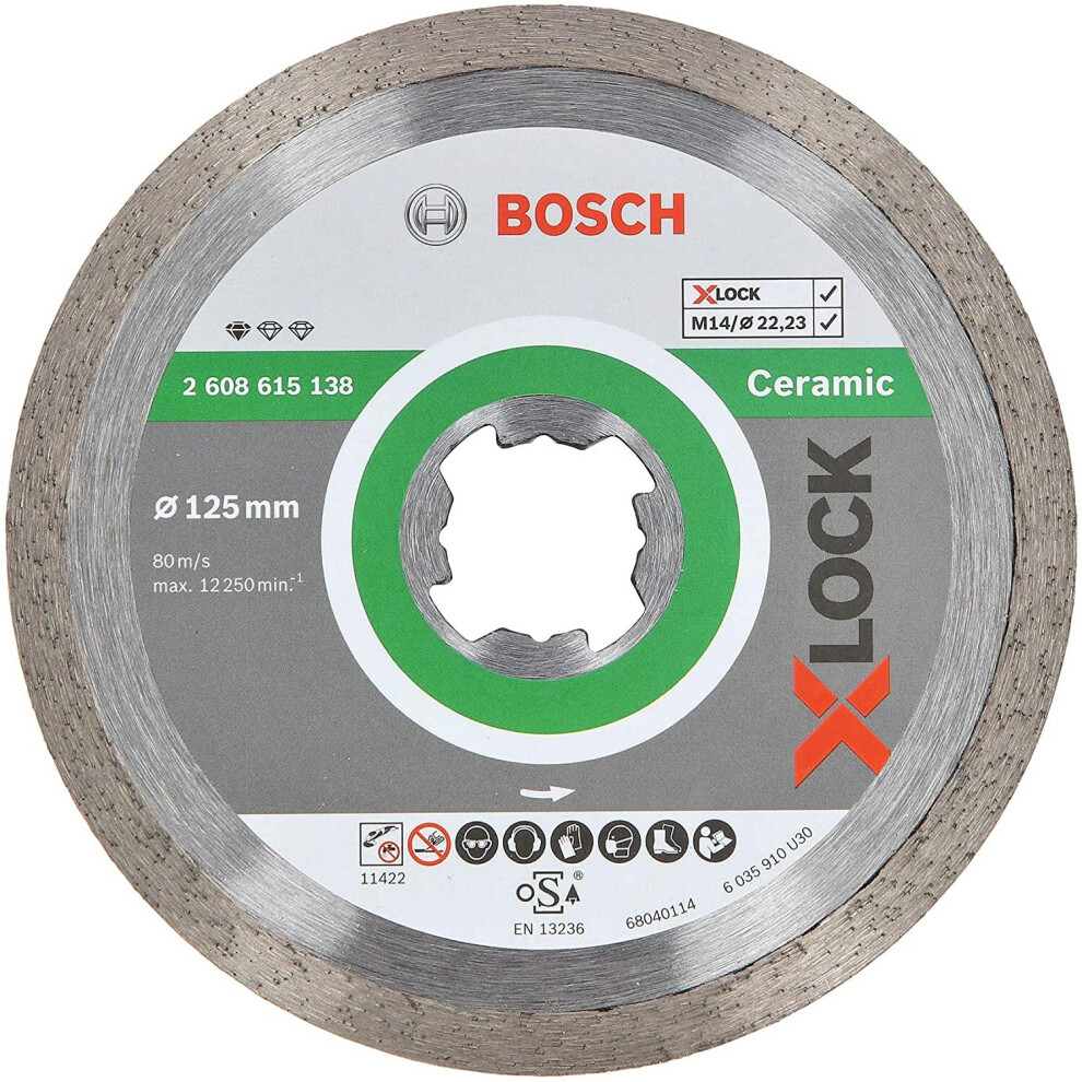 Bosch Professional 2608615138 Diamond Cutting Disc Standard (For Ceramic, X-Lock, Diameter 125 Mm, Bore Diameter: 22.23 Mm)