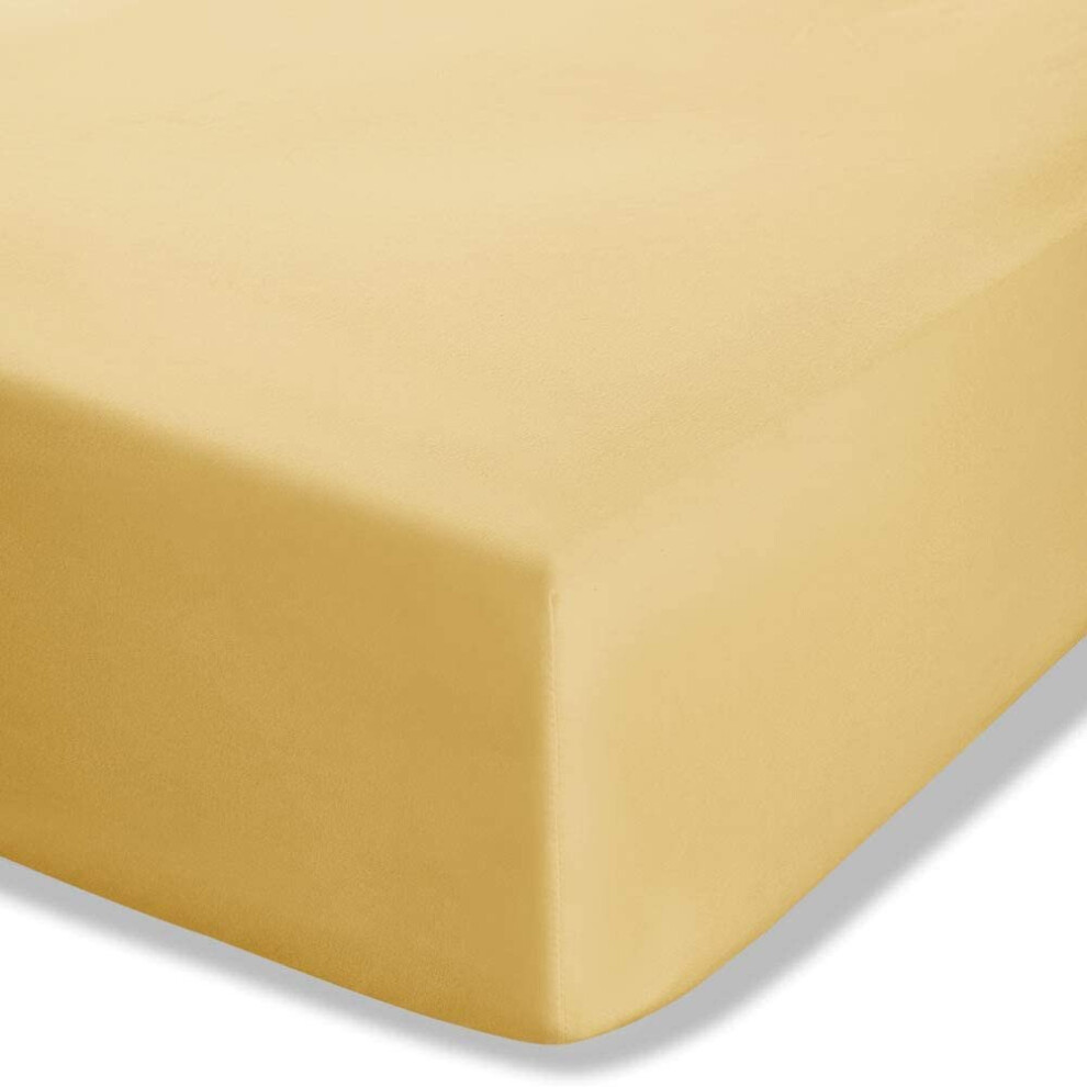 Catherine Lansfield Easy Iron Percale Double Extra Deep Fitted Sheet Ochre-image-OPC-P8VWHHC-NEW