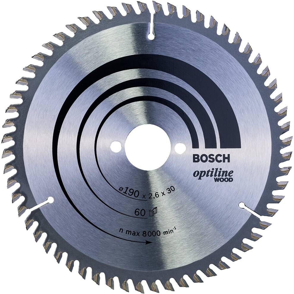 Bosch 2608641188 Wood Circular Saw Blade, 190Mm, 60 Teeth, Silver