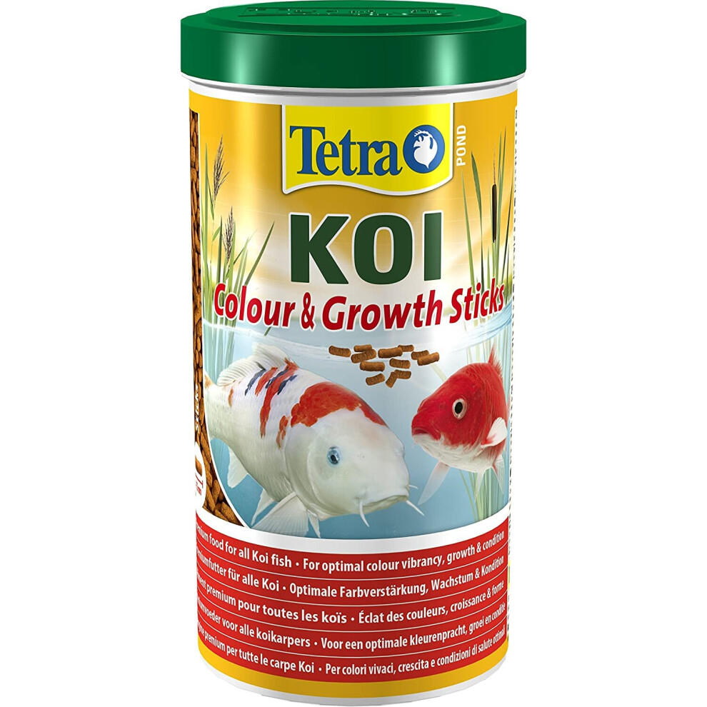 Tetra Pond Koi Sticks Colour and Growth, Premium Fish Food for All Koi Fish, 1 Litre