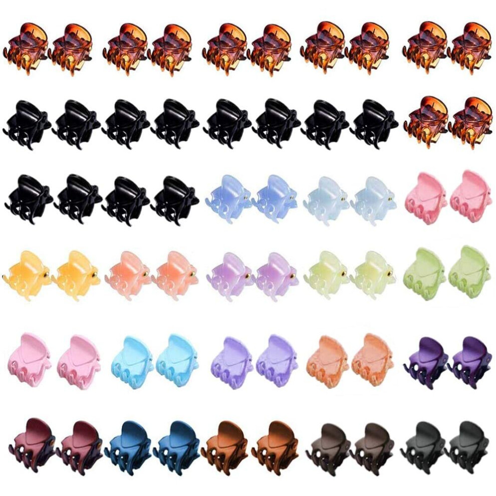 Kuou 60 Pcs Mini Hair Claw Clips Multi-Colored Plastic Hair Jaw Clips For Girls And Women