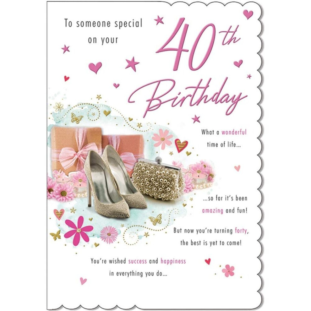 Traditional Milestone Birthday Card Age 40 F - 9 x 6 inches - Piccadilly Greetings