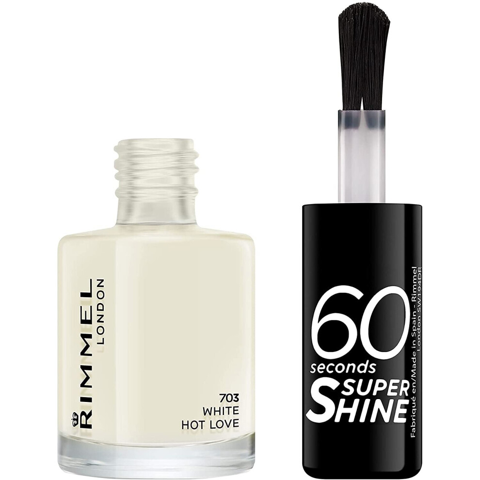 Rimmel London 60 Seconds Super Shine Nail Polish, 703 White Hot Love, 8 ml