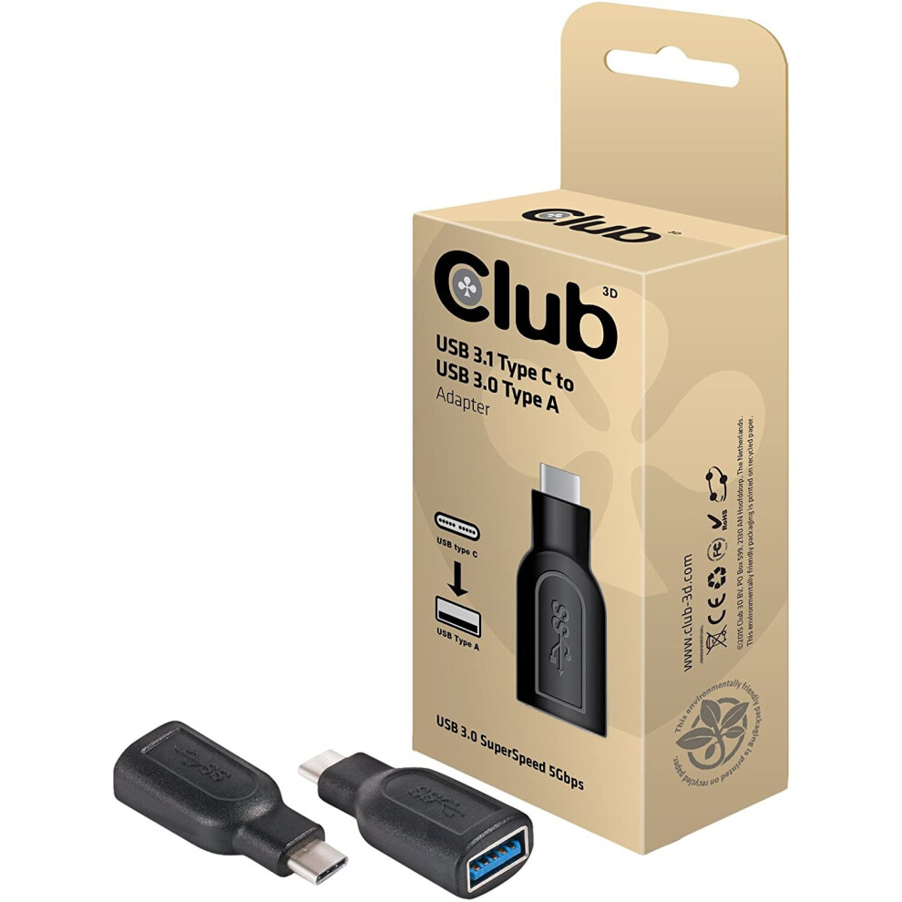 club3D CAA-1521 USB 3.2 Gen 1 Type-C Male to Type-A Female Adapter... - Image 2