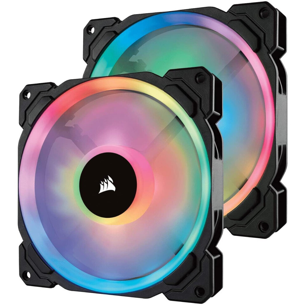 Corsair Â CO-9050074-WW LL140 RGB Dual Light Loop RGB LED PWM Fan 2 Fan Pack with Lighting Node PRO, 140 mm , Black (RGB)