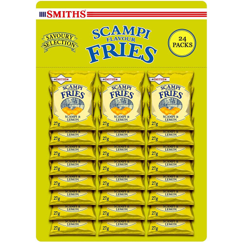 Smiths Savoury Snacks Scampi and lemon Fries Carded Pub Favourites Snacks, 27 g (Pack of 24)