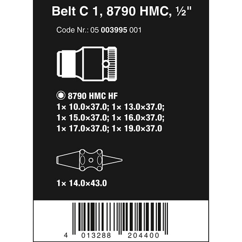 Wera Wera Belt C 1 Zyklop holding function socket set, 1/2" drive, 7pc , 05003995001 1