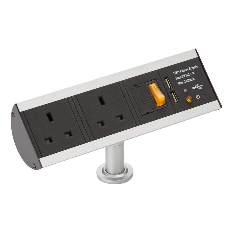 Knightsbridge Sk0011 2G Desktop Power Station With 2.4A Dual Usb Charger, 13A, Black, Twin Socket With Usb 5055832988908