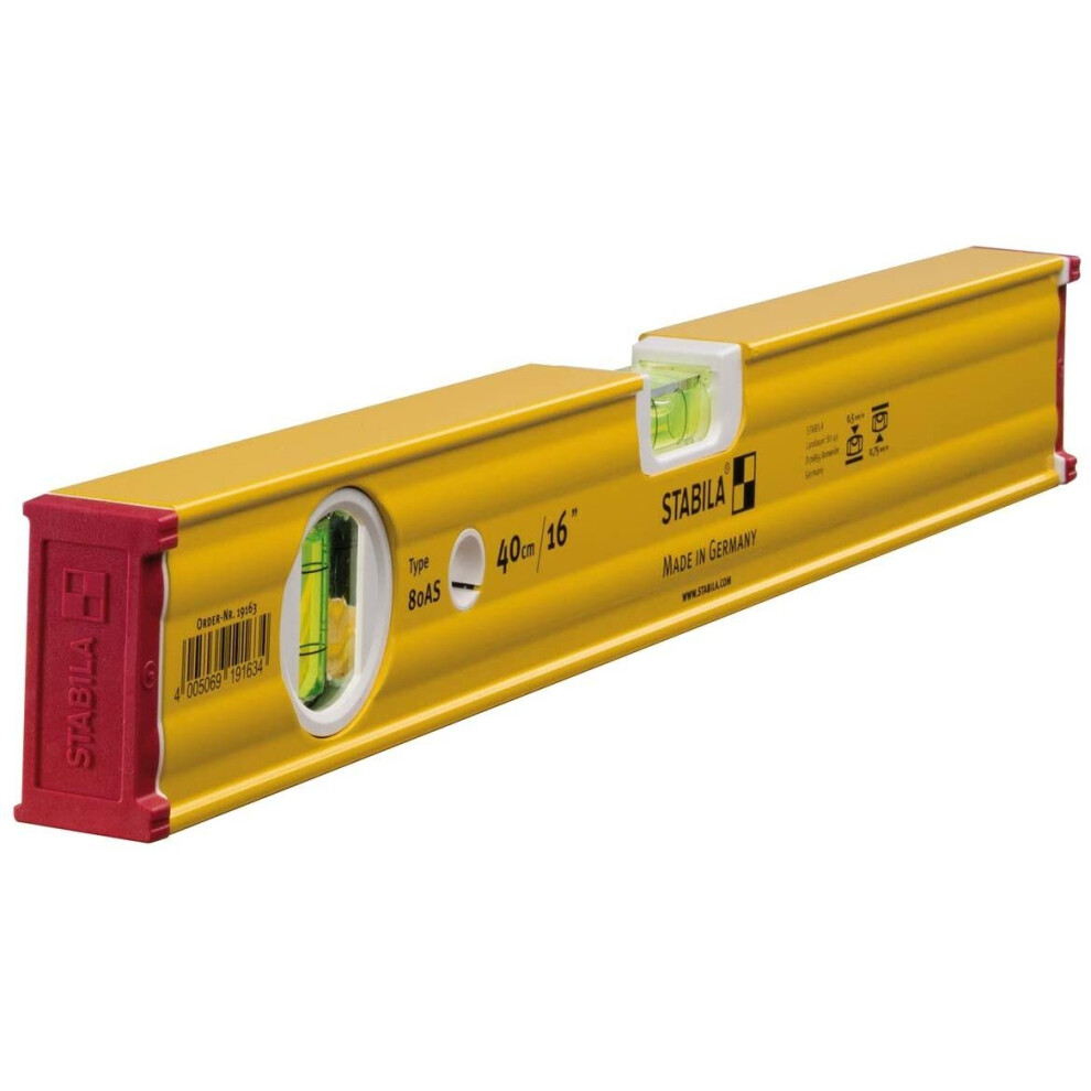 Stabila 80 AS Spirit Level 2 Vial 19163 40cm, Yellow