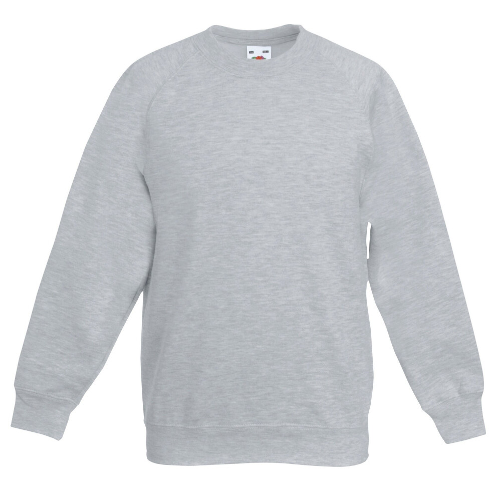 (14-15, Heather Grey) Fruit Of The Loom Childrens/Kids Unisex Raglan Sleeve Sweatshirt