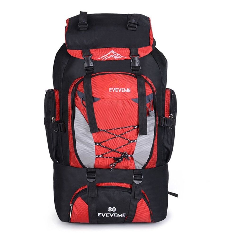 (Red) Outdoor Waterproof 80L Travel Hiking Camping Backpack Rucksack Trekking Bag Pack Red,Multicoloured