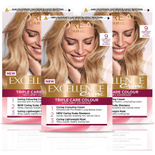 L'Oreal Paris Excellence Crème Blonde Permanent Hair Dye, Up to 100% Grey Hair Coverage, Natural-Looking Hair Colour Result, Blonde Hair Dye 9