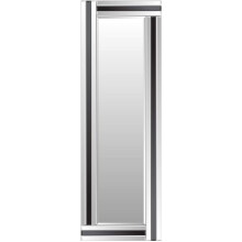 Fiona Silver & Black Glass Framed Full Length Bevelled Wall Mirror 48"x16" Large