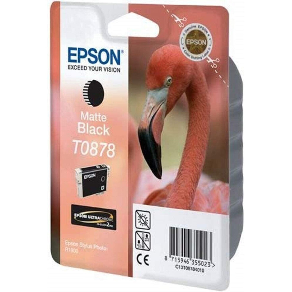 Epson T0878, Print Cartridge, 1 x Matte Black, blister with RF alarm, Genuine, Amazon Dash Replenishment Ready