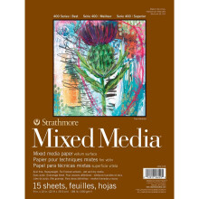 Strathmore 462-109 400 Series Mixed Media Pad, 9"x12" Glue Bound, 15 Sheets