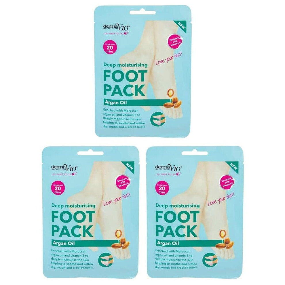 Derma V10 Argan Oil Deep Moisturising Foot Pack - Pack Of 3