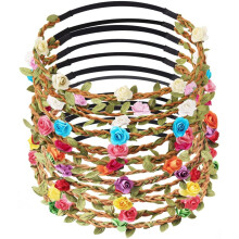 Candygirl Fashion 12 Pieces Flower Garland Headband Bohemia Floral Crown for Women Girl Hair Accessories for Wedding Festival Party Multi Color