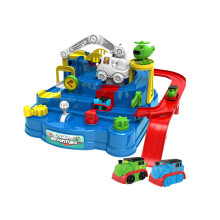 (Red With 2 Cars) Racing Rail Race Car Adventure Train Track Toys Montessori Education Toy Gift