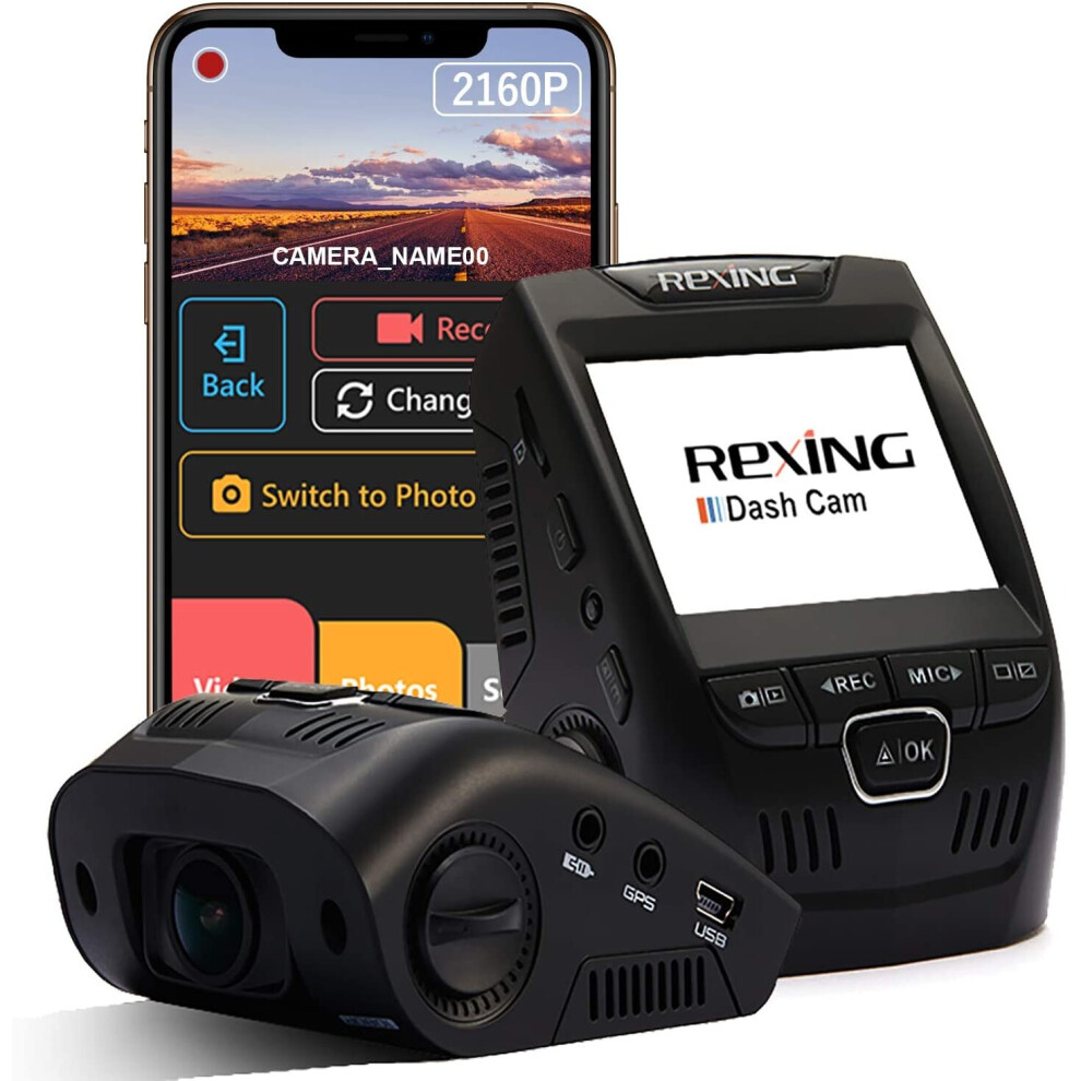 Rexing V1-4K Ultra Hd Car Dash Cam 2.4" Lcd Screen, Wi-Fi, 170Â° Wide Angle Dashboard Camera Recorder With G-Sensor, Wdr, Loop Recording, 857080006077