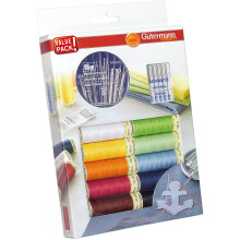 Gutermann 734562 Thread Set 100m x 10 reels with Prym Sewing Needles, Multi-Colour
