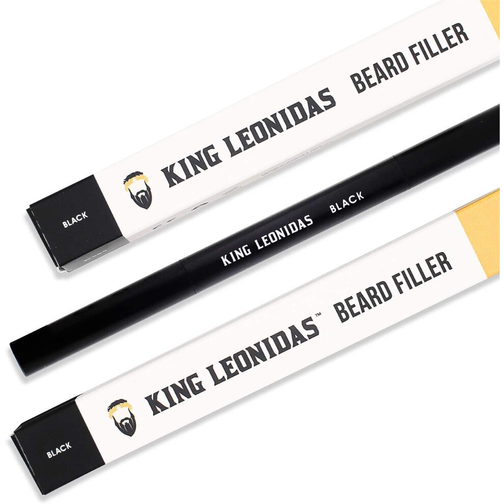 King Leonidas Black,Brown Black Beard Filler | Fill, Sharpen & Define Your Patchy Beard | Also In Brown | Water Resistant Beard Filler Pen | Enhance Facial Hair &