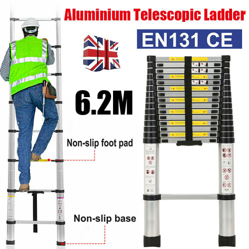 6.2M Portable Multi-Purpose Aluminium Telescopic Ladder Extendable CE 1