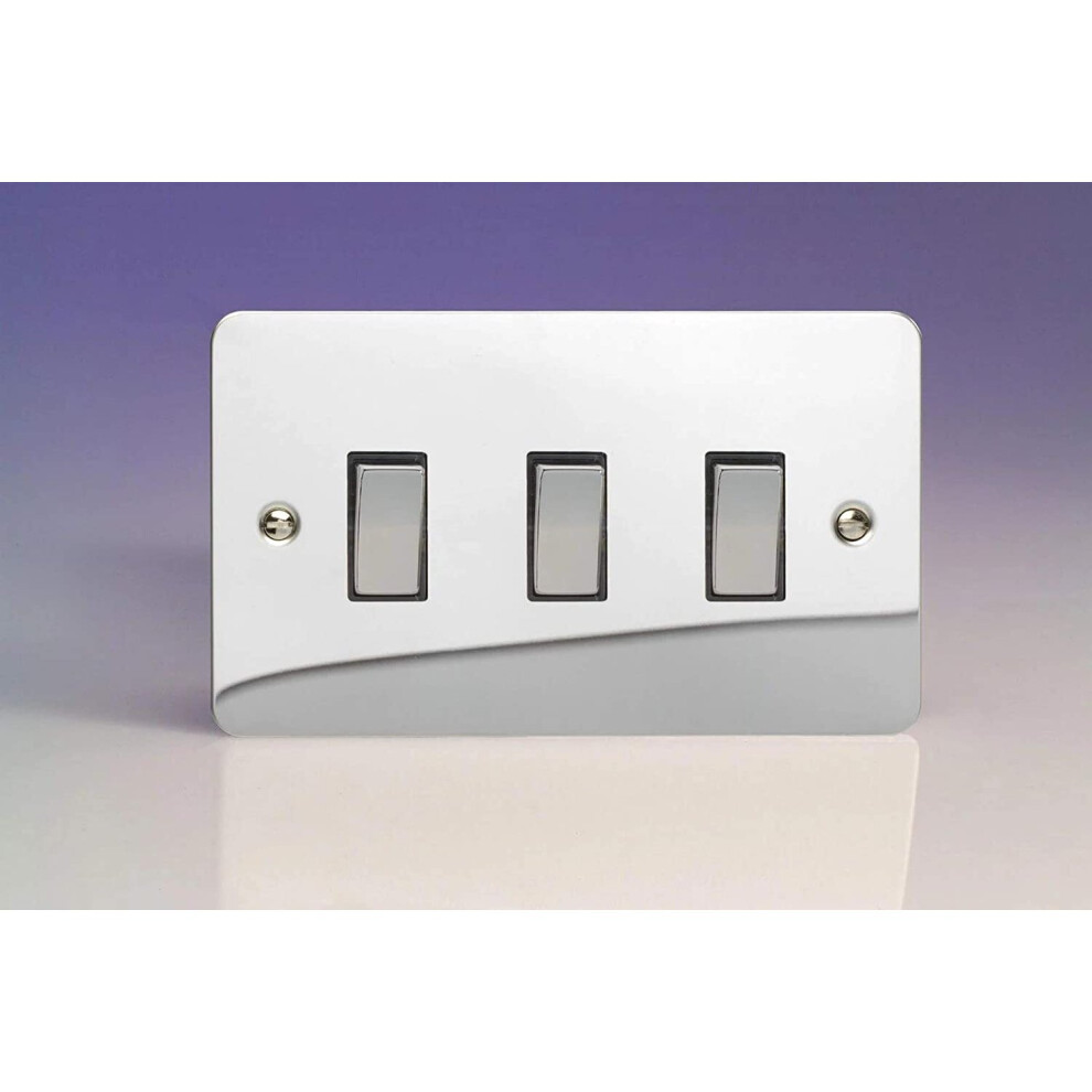 Varilight Xfc93d Socket, Polished Chrome (Please Note The Plate Is All The Same Colour, Images Can Show Lines Or Shades But This Is Just A Reflection 5021575211559