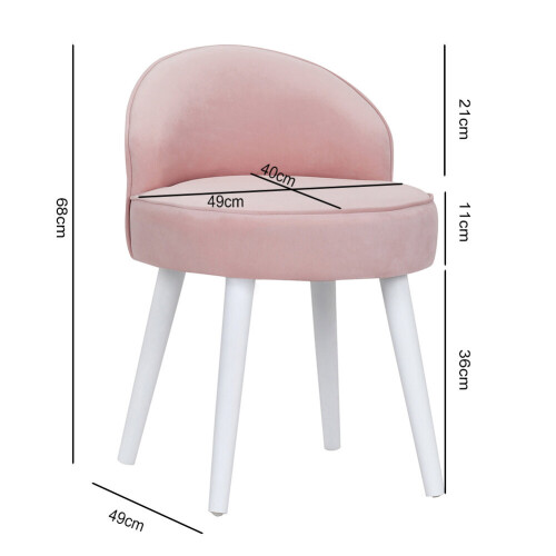 Living And Home Modern Velvet Dressing Table Stool with Solid Wood Legs 1